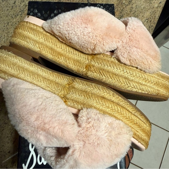 Sam Edelman Zia pink Criss Cross Faux Fur Platform Espadrille Sandal - Picture 4 of 7